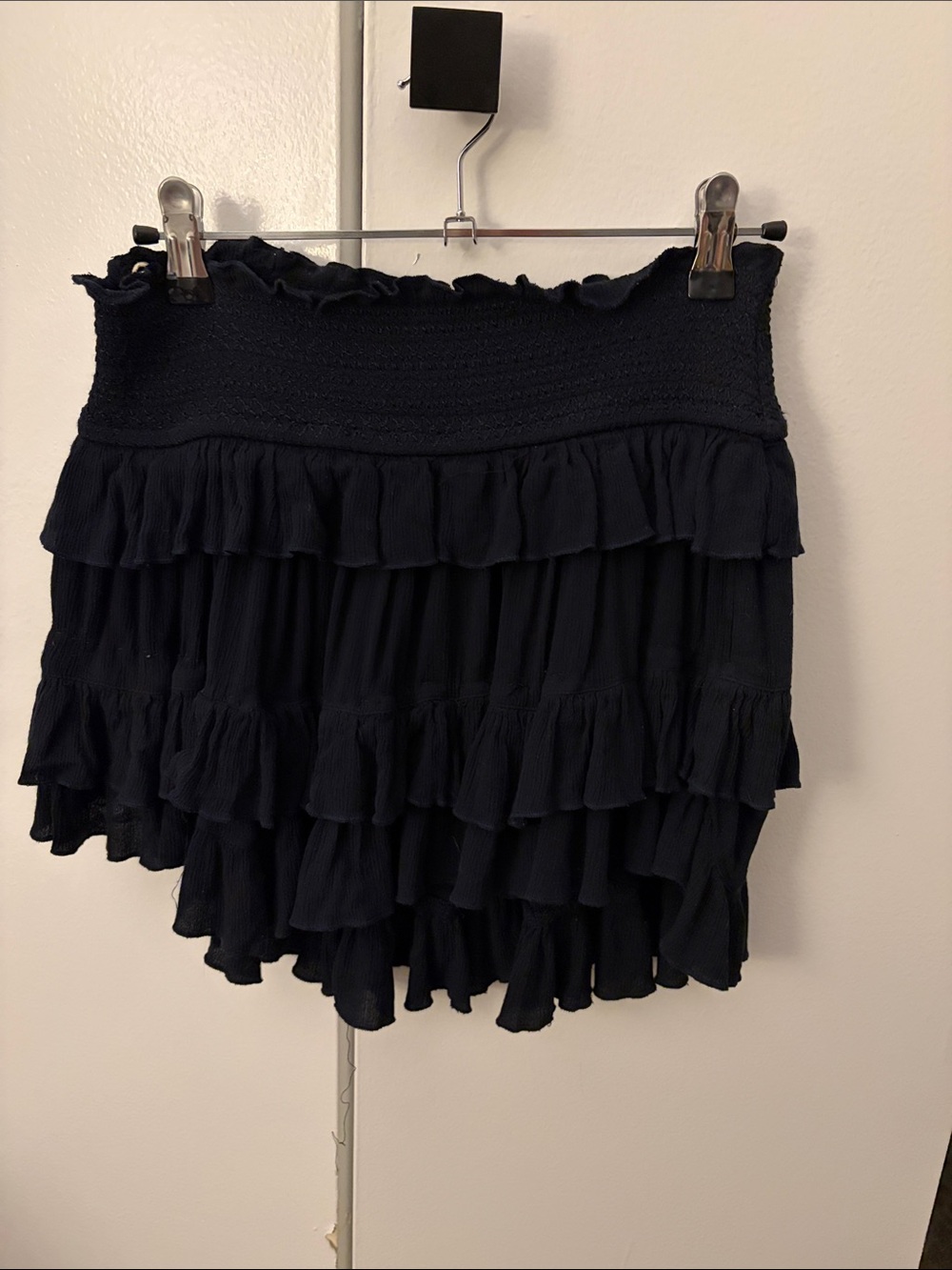 Free People Black Tiered Ruffle Mini Skirt